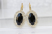 BLACK DROP EARRINGS, Black Bridal Earrings, Large Dangle Evening Earrings, Classic Black Earrings,Wedding Rebeka Impressing Woman Jewelry