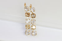 Rose Gold BRIDAL EARRINGS, Champagne Wedding Earrings, Rebeka Crystals Earrings, Gold Drop Long Earrings, Chandelier Statement Bridesmaid
