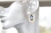 NAVY DROP EARRINGS, Navy Blue Bridal Earrings, Large Opal Dark Blue Earrings, Blue Topaz Earrings,Wedding Rebeka , Mother Of The Bride