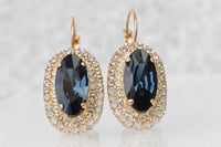 NAVY DROP EARRINGS, Navy Blue Bridal Earrings, Large Opal Dark Blue Earrings, Blue Topaz Earrings,Wedding Rebeka , Mother Of The Bride