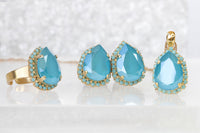 TURQUOISE EARRINGS, Turquoise Bridesmaid Earrings, Wedding Bridal jewelry, Rebeka Blue Earrings, Necklace Earrings Ring Jewelry Set,