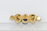 ROYAL BLUE BROOCH, Blue Sapphire Brooch, Oblong Brooch, Long Brooch, Elegant Rebeka clothing Brooch, Dainty Coat Pin,Classic Gift For Her
