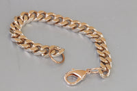 ROSE Gold-plated Gourmet Bracelet for Women, Classic Minimalist Curb Bracelet, Thick Everyday Chain bracelet, Rocker Cuban Link Bracelet