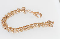 ROSE Gold-plated Gourmet Bracelet for Women, Classic Minimalist Curb Bracelet, Thick Everyday Chain bracelet, Rocker Cuban Link Bracelet