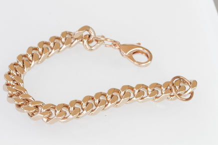 ROSE Gold-plated Gourmet Bracelet for Women, Classic Minimalist Curb Bracelet, Thick Everyday Chain bracelet, Rocker Cuban Link Bracelet
