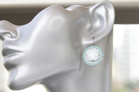 OPAL AND TURQUOISE earrings, Turquoise Rebeka Earrings, White Opal earrings Silver, Bridal White Milk Earrings, Sister Drop Earrings Gift