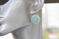 MINT GOLD earrings, Turquoise Rebeka Drop Earrings, Blue Turquoise earrings, Bridal Blue Opal earrings, Blue Dangle Earrings, Woman Gift