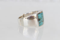 Turquoise Silver Ring, Boho Silver Ring, Natural Signet Turquoise Ring, Ring For Women, Men's Rings,Indian Sterling Rings,Semi Precious Ring