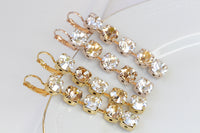 Rose Gold BRIDAL EARRINGS, Champagne Wedding Earrings, Rebeka Crystals Earrings, Gold Drop Long Earrings, Chandelier Statement Bridesmaid