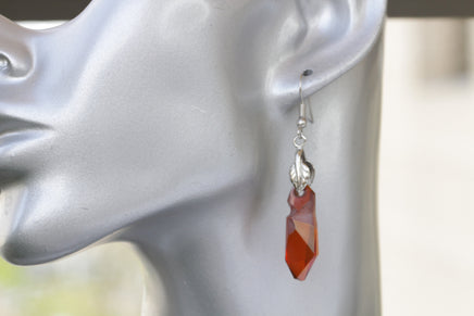 DARK RED JEWELRY Set, Red Dangle Earrings, Leaf Earrings, Avant Garde Jewelers, Bridal Rebeka Jewelry Set , Jean Paul Gaultier, Wife Gift