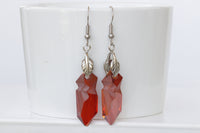DARK RED JEWELRY Set, Red Dangle Earrings, Leaf Earrings, Avant Garde Jewelers, Bridal Rebeka Jewelry Set , Jean Paul Gaultier, Wife Gift