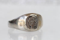 CAMEO SIGNET RING, Men's Coin Ring, Silver Sterling 925 Jewelry, Woman Ring, Unisex Ring, Unique Handmade Ring for Women,Rings for Men Gift