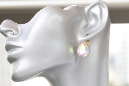 Bridal CRYSTAL Ab EARRINGS, Bridesmaid Earrings Set Gift, Rainbow Earrings, Rebeka Earrings, Dainty Wedding Jewelry Set,Teardrop Earrings