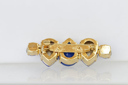 ROYAL BLUE BROOCH, Blue Sapphire Brooch, Oblong Brooch, Long Brooch, Elegant Rebeka clothing Brooch, Dainty Coat Pin,Classic Gift For Her