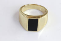 BLACK ONYX RING, Signet Black Gold Ring, 14k Goldfilled Ring, Women signet ring, Rings for Man, Men's Gold Ring, Flat Stone Ring,Chunky Ring