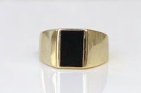 BLACK ONYX RING, Signet Black Gold Ring, 14k Goldfilled Ring, Women signet ring, Rings for Man, Men's Gold Ring, Flat Stone Ring,Chunky Ring