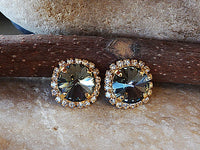 GRAY RING, Gray Silver Night Ring, Rebeka Rings, Big Round Stone Ring, Cocktail Dark Grey Ring,,Signet Engagement Ring, Women's Ring