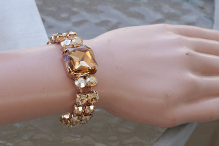CHAMPAGNE BRACELET, Wedding Bracelet, Rebeka Rhinestone Bracelet,Bridal Bronze Bracelet, Gold Brown Statement Bracelet, Formal Jewelry