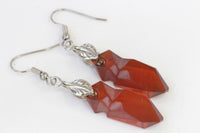 DARK RED JEWELRY Set, Red Dangle Earrings, Leaf Earrings, Avant Garde Jewelers, Bridal Rebeka Jewelry Set , Jean Paul Gaultier, Wife Gift