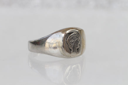 CAMEO SIGNET RING, Men's Coin Ring, Silver Sterling 925 Jewelry, Woman Ring, Unisex Ring, Unique Handmade Ring for Women,Rings for Men Gift