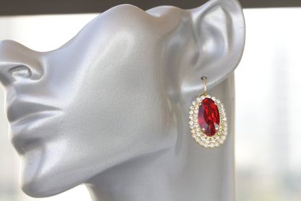 RED DROP EARRINGS, Red Ruby Bridal Earrings, Large Opal Red Coral Earrings, Big Leverback Earrings,Wedding Rebeka , Mother Of The Groom