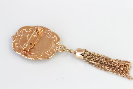 FRINGES TURQUOISE BROOCH, Rose Gold Brooch, Tassels Brooch, Blue Turquoise Brooch, Mother's Day Brooch Gift, Coat Pin, Brooch With Tassel