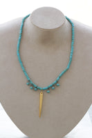 GOLD TURQUOISE NECKLACE, Beaded Turquoise Necklace, Flat Beads Turquoise Necklace, Genuine Turquoise Necklace, Blue Gold Choker Necklace