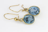 14K SOLID GOLD EARRINGS, Blue Topaz Earrings, Gemstone 14k Gold Drop Earrings, London Blue Topaz Jewelry, Daily Earrings ,Anniversary Gift