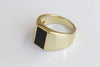 BLACK ONYX RING, Signet Black Gold Ring, 14k Goldfilled Ring, Women signet ring, Rings for Man, Men&#39;s Gold Ring, Flat Stone Ring,Chunky Ring