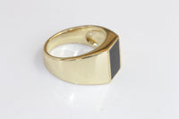 BLACK ONYX RING, Signet Black Gold Ring, 14k Goldfilled Ring, Women signet ring, Rings for Man, Men's Gold Ring, Flat Stone Ring,Chunky Ring