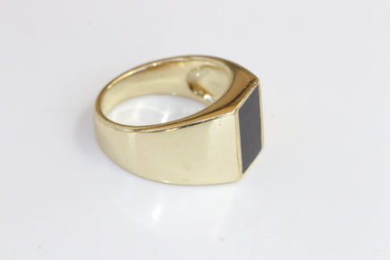 BLACK ONYX RING, Signet Black Gold Ring, 14k Goldfilled Ring, Women signet ring, Rings for Man, Men's Gold Ring, Flat Stone Ring,Chunky Ring