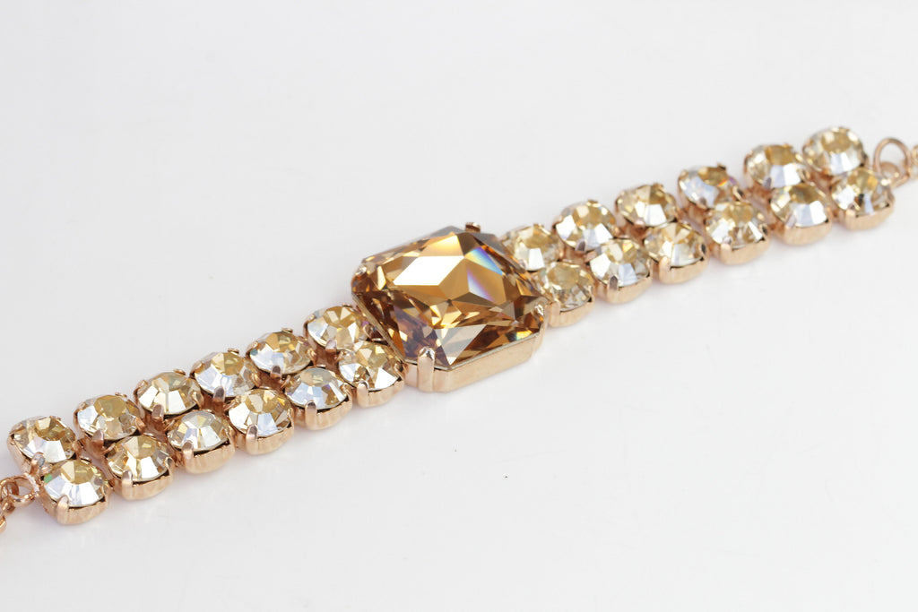 Champagne Bracelet gold Bracelet crystal Bracelet bridal -  Sweden