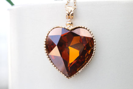 ORANGE HEART NECKLACE, Anniversary Women's gift, Heart Shaped Cooper, Rebeka Heart Necklace, Large Heart Jewelry, Rose gold Necklace,Xmas