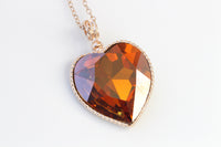 ORANGE HEART NECKLACE, Anniversary Women's gift, Heart Shaped Cooper, Rebeka Heart Necklace, Large Heart Jewelry, Rose gold Necklace,Xmas