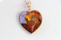 ORANGE HEART NECKLACE, Anniversary Women's gift, Heart Shaped Cooper, Rebeka Heart Necklace, Large Heart Jewelry, Rose gold Necklace,Xmas