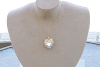 CLEAR Crystal HEART NECKLACE, Valentine's Day Gift for Wife,Statement Rebeka Necklace,Heart Shaped Necklace,Anniversary Wedding Necklace