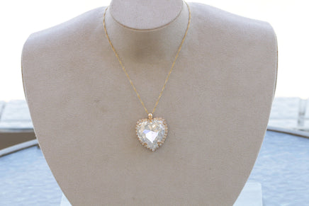 CLEAR Crystal HEART NECKLACE, Valentine's Day Gift for Wife,Statement Rebeka Necklace,Heart Shaped Necklace,Anniversary Wedding Necklace