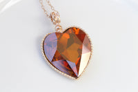 ORANGE HEART NECKLACE, Anniversary Women's gift, Heart Shaped Cooper, Rebeka Heart Necklace, Large Heart Jewelry, Rose gold Necklace,Xmas
