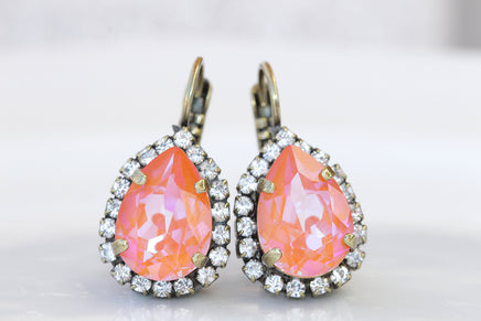 ORANGE EARRINGS, Orange Wedding Earrings, Bridesmaids Rebeka Earrings, Ab Orange Earrings, For Brides, Orange Vintage Style Earrings,Gift