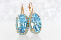 AQUAMARINE Turquoise EARRINGS, Light Blue Topaz Bridal Earrings, Gold Blue Earrings, Long Drop Earrings, Rebeka Casual Jewelry,Girlfriend