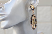 CHAMPAGNE LONG Drop Chandelier EARRINGS, Big Gold Black Earrings, Rebeka Earrings,Statement Black Gold Earrings,Mother Of The Brides Gift