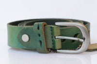 GREEN BELT, Green Leather Belt, Silver Buckle belt, Women's belt. Jeans belt, Casual Boho belt, Unisex Emerald Green belt, Retro Style belt