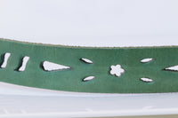 GREEN BELT, Green Leather Belt, Silver Buckle belt, Women's belt. Jeans belt, Casual Boho belt, Unisex Emerald Green belt, Retro Style belt