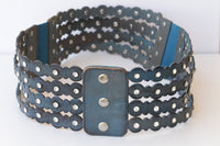 Waist Blue belt, BLUE JEANS Belt, Leather Studs Belt, Women's Belt, Women Leather Belt, Waist Chunky Belt, Thick Crystals Belt, Stretch Belt