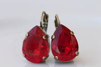 RED DROP earrings, Bridesmaid Dark Red Siam Earrings, Vintage Brass Earrings, Teardrop Earring, Rebeka Wedding Jewelry, Bordeaux Earrings