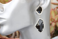 BLACK CHUNKY NECKLACE, Silver Black Necklace, Asymmetric Black Pendant Necklace, Unique Evening Necklace, Formal Statement Large Necklace