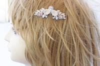 IVORY HAIR COMB, Hair Comb, Bridal Hair Vine, Wedding Opal Hair Comb, White Hair Jewelry, Rhinestone Hair Comb, Morganite Crystals Hair Comb