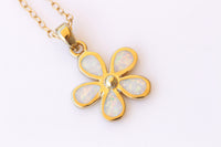 Flower Opal necklace, Gemstone opal pendant necklace, Fire White opal jewelry, Gold Filled with Dainty opal necklace Gift,October Birthstone