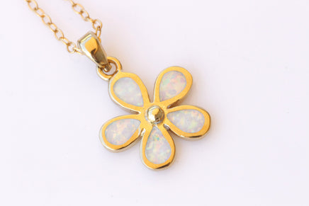 Flower Opal necklace, Gemstone opal pendant necklace, Fire White opal jewelry, Gold Filled with Dainty opal necklace Gift,October Birthstone