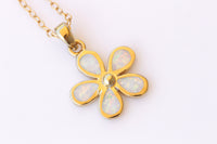 Flower Opal necklace, Gemstone opal pendant necklace, Fire White opal jewelry, Gold Filled with Dainty opal necklace Gift,October Birthstone